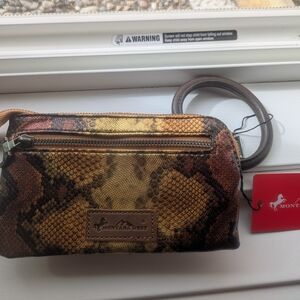 Montana West Snake-Print Wristlet in Brown, Tan & Yellow
